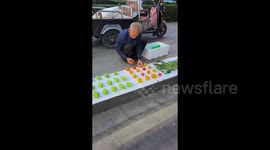 Elderly vendor's Instragram-friendly stall goes viral - every vegetable spotless and perfectly arranged