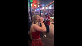 Girl gets knocked out during a hurricane shot in Pittsburg, Kansas