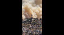 Fire breaks out at Panecillo in Quito, Ecuador