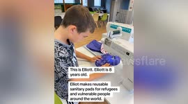 Boy, 8, making reusable pads for charity to combat period poverty