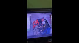 Person falls from truck tailgate after it opens in Trenggalek, Indonesia