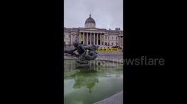 UK: Protesters covered Trafalgar Square with a banner because one year ago today the Rosebank oil field was approved.