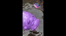 Garden flooded after heavy rain in Swindon, UK