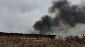 Fire in Paris suburb, Yvelines, Saint-Nom-la-Breteche. Jardins de Gally company. 30 sept 2024, 13 pm.  (Little fail at the beginning of the video: a firefighter falls).