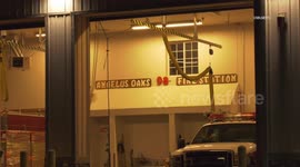 US, Los Angeles: Angelus Oaks Line Fire Flare Up Night Footage