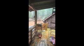 Flood waters threaten home in Avery County, North Carolina