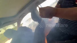 Wedding chaos as firecracker thrown from car blows back inside sparking explosive chain reaction