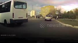 Russia: Hilarious Moment Motorcyclist Loses Control, Falls And Then Can't Get Back On