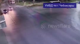 Teenagers on Motorcycle Crash Car At Full Speed And Fly Through The Air In Shocking Somersault