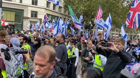 Pro-Palestine and pro-Israel protesters face off in London on the first anniversary of the Hamas-Israel war