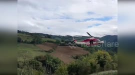 Italy: Firefighters' Helicopter Saves Cow Trapped in Ravine in Tredozio