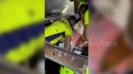 Heroic rescue! SDRF frees man trapped in overturned truck during late-night operation