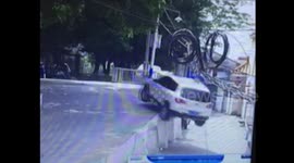 Driver accidentally drives off two metre high ramp while reversing