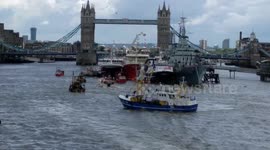 Anti-EU flotilla sails down the Thames in Brexit demonstration