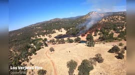 US: Los Verejeles Fire's Ravaging Path Caught on Camera