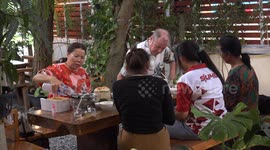 A man out to dinner with some female friends is left abandoned at his table twice in the same evening!