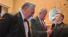 Downton Abbey star Jim Carter is wowed by Young Magician Of The Year 2024 Harry Merlin Piper at The Magic Circles A Grand Night Of Magic