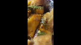 Customer shocked by spider in samosa from roadside stall in India