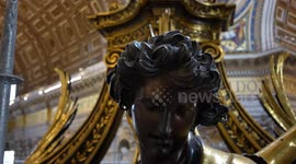 Vatican City: Press Tour of the restoration site of the Baldachin of St. Peter's Basilica in Vatican City