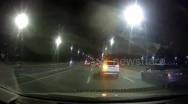 Russia: Passenger Car Slams Into Stationary Lorry On Motorway After Driver Fails To Spot Crucial Warning Sign