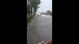 Water Gathered on the Street Surface