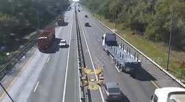 Russia: Mystery As Lorry Suddenly Swerves Off Motorway And Crashes