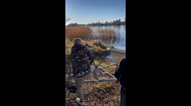 Boat loading mishap in Karlstad, Sweden
