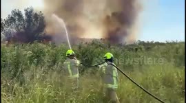 Israel: Four firefighting teams are working to extinguish a fire that broke out in an open area near Kibbutz Shamir