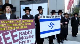 US: Orthodox Jewish Rabbis protest in front of the Israeli consulate in New York