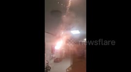 China: Firework Come Out from a TV