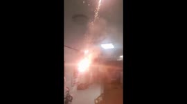 Optical illusion causes sparks to appear shooting from TV