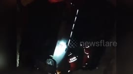 China: Firefighters Rescue Driver from 5-Meter Deep Pit After Car Plunges in Beijing