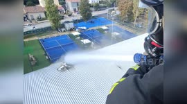Italy: Firefighters battle blaze, save structure of Viserba skating rink