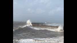 Large Waves from Storm Ashley hitting the West Pier, Whitehaven, Cumberland 20/10/2024