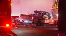 US, Los Angeles: Fontana Jeep Crashes Under Trailer and Kills Driver