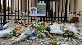Tribute for the cyclist voluntarily killed by an automobilist in Paris. People continue to lay flowers as tribute on the mortal precise location of the accident on Boulevard Malesherbes and near the scene face to La Madeleine Church. (Video filmed on 21 o