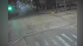 Argentina: Moment Lucky Biker Gets Up Unharmed After Horrific High-Speed Crash With Car At Crossroads