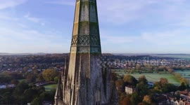 Lightbulb being changed - 400FT in the air on top of UK's tallest cathedral spire