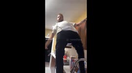 Kitchen counter chaos when lad's UFC night dance ends hilariously