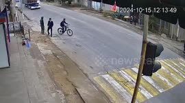 Uzbekistan: Two Lada Cars Collide Head-On As Both Drivers Do Not See Each Other Due To Large Lorry Between Them