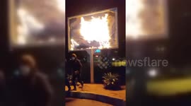 Iran: Iranian Set Fire in a Banner carrying a Pictures Of Nasrallah And Khamenei