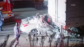 US, Los Angeles: Pomona Driver Crashes at High Speeds into Parked Semi Tractor Trailer on SB 71 Fwy