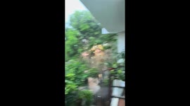 Sparking electric post captured during Typhoon Kristine in Silang, Cavite