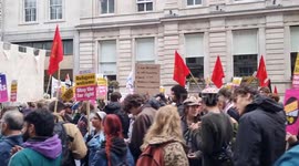 Counter protesters against tommy robinsons rally congregate at Whitehall