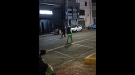Dog chases green light in Chimbote, Peru