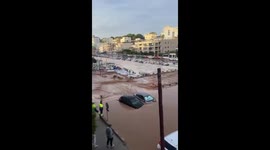 Storm causes flooding in Porto Cristo, Balearic Islandc