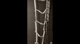 Intricate Halloween prank set up in Le Mans bathroom