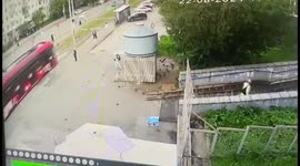 Driver crashes car into concrete stairs in Perm