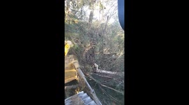 Bulldozer Operator Has a Very Close Call