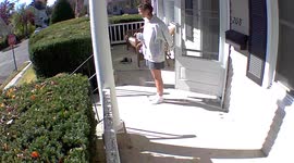 Us realizing we should get in the car and chase down the guy you rode away on a bike with our packages